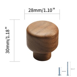 Evionlin 10 pcs Walnut Wood Round Chinese-Style Cute Cabinet Door Handles Cabinet Drawer Pulls Single-Hole Wardrobe Knobs Wooden Door