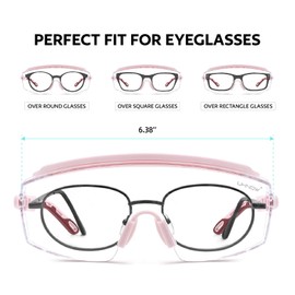 UKNOW Safety Glasses Over Eyeglasses, Anti Fog Safety Goggles ANSI Z87.1, Adjustable Protective Eyewear
