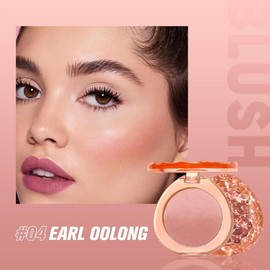 Long Lasting Blush Palette, 1 Count Matte Blush, Natural Look Blush for Daily Makeup, Lightweight Blush, Soft Color Shadow, Suitable for All Skins - Color: #04 EARL OOLONG, net weight: 5g