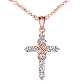 Infinite U Women's girl's necklace, Cross and Infinity Symbol Pendant, 925 Sterling Silver, Inlaid zircon, Birthday Christmas perfect gift
