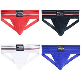 Golberg Athletic Supporters -“ 4 Pack -“ Contoured Waistband (M, Black/Blue/White/Red)