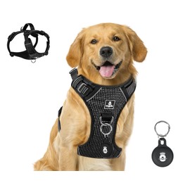 Emperor Pets Dog Harness for Large Dogs - Black, Adjustable, Soft Padded, Reflective with 2 Leash Clips, Perfect for Large Sized Dog, Seeking Comfort and Safety in a Stylish Harness (L, Black)