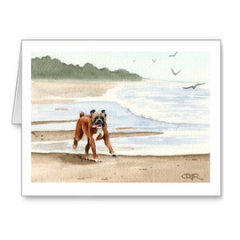 DJ Rogers Fine Art Boxer At The Beach - Set of 10 Note Cards With Envelopes