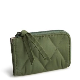 Vera Bradley Women's Polyester Twill Zip Card Pouch, Bronze Green, One Size