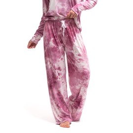 Hello Mello Dyes The Limit Lounge Pants Soft Womens Pajama Tie Dye Bottoms Casual Lounge Wear Elastic Waistband Drawstring Tie - Orchid, Large/X-Large