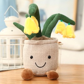 Potted Plush Decoration Cute Plants Plush Toy Skin Friendly Stuffed Ornament for Desktop Car Office Bluebell Yellow 35cm/13.8in (0.195kg/6.9oz)