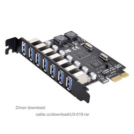 Xiwai - Adaptador de tarjeta de expansión PCI-E a USB 3.0 HUB PCI Express de 7 puertos para placa base