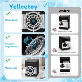 Yellcetoy Safe Children's Steering Wheel Money Box Children with Code Electric Safe Piggy Bank ATM Piggy Bank Birthday Christmas Gifts for Boys Girls 3 4 5 6 7 8+ Years Black