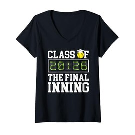 Womens Class of 2026 Final Inning Softball Senior 2026 V-Neck T-Shirt