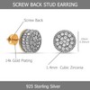 LeCalla 925 Sterling Silver Mens CZ Stud Earrings | 14K