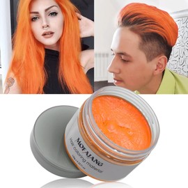 ZENTANMEI Temporary Hair Color Wax Hair Coloring Styling Wax Colored 4.23.Oz Each Neutral Hair Wax Clay Mud Matte Long-Lasting Definition Hairstyle Cream (Orange)