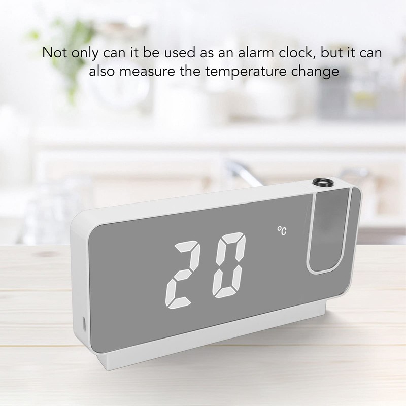 LED Projection Alarm Clock for Bedroom, Digital Clock with 180°