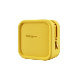 Fangu Fan Cosmetic Bag, Makeup Pouch, Travel Pouch, Square, EVA Material, Washable, Soft, Freestanding, Cosmetics, Small Items, Gadget Storage, YELLOW