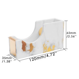 Gold Marble Tape Dispenser Desk Adhesive Tape Holder 1" Metal Weighted Core Desktop Tape Cutter with Non-Skid Pad for Office Home School Supplies