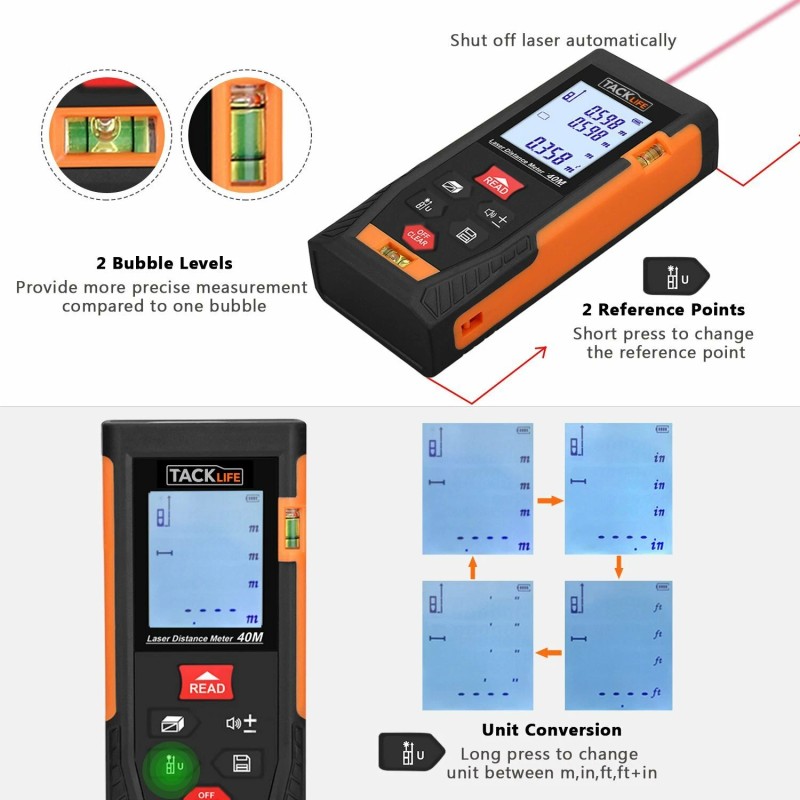 Tacklife HD40 Classic Laser Measure 131Ft M/In/Ft Mute Laser Distance