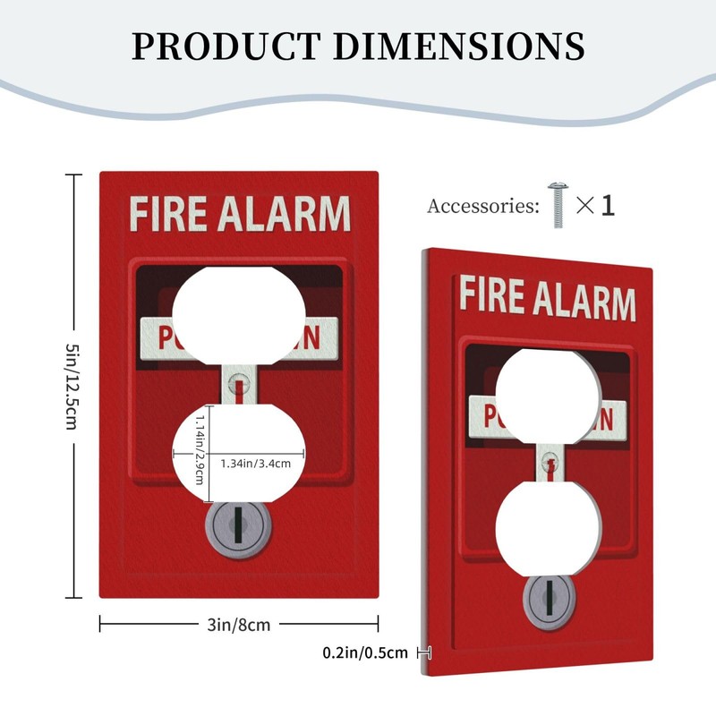 WMHUSU Decorative Outlet Covers Red Fire Alarm Print Novelty 1
