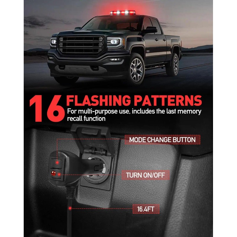 406D Rooftop Emergency Strobe Light Bar 102 LED Red White