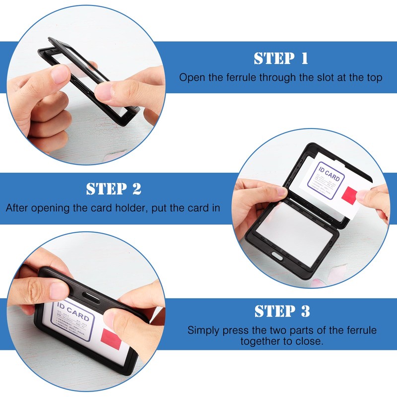 HonGien 3PCS ID Badge Holder with Double-Sided Windows Pass Holder