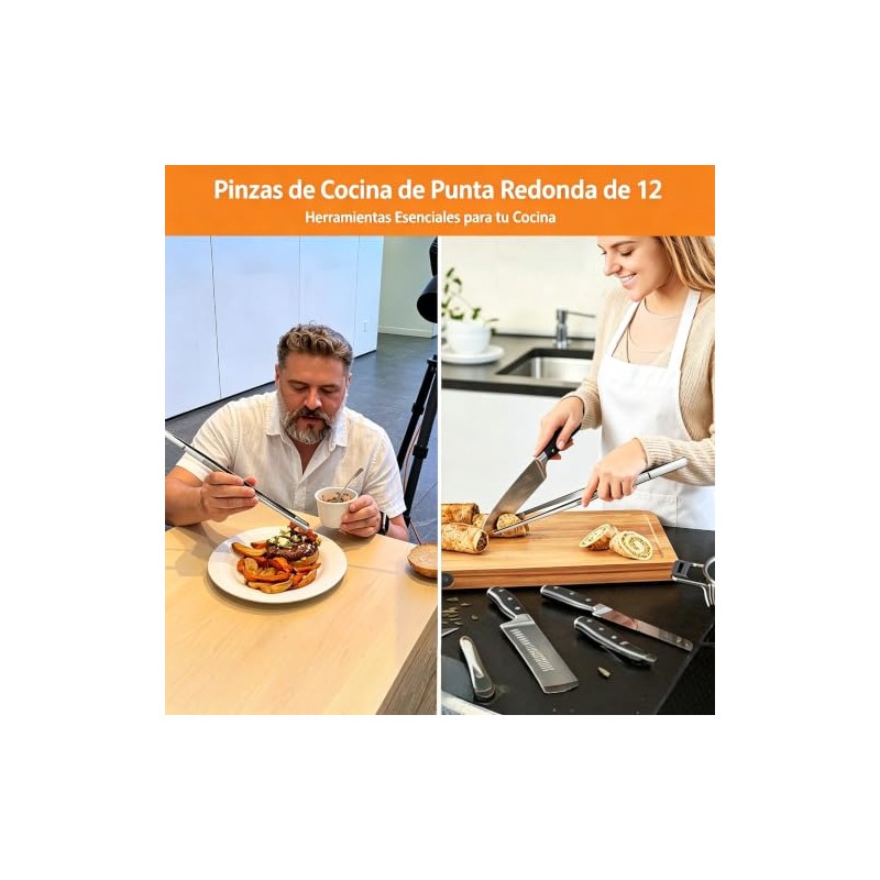 ALLFYL - 8 Piezas de Pinzas de Cocina de Acero