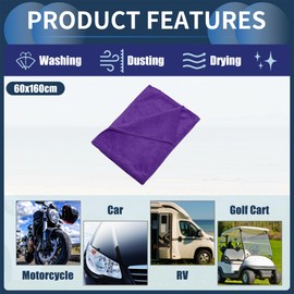 INFINAUTO Cleaning Cloths Towel,Car Drying Plush Cloth Absorbent Microfiber Purple,1pcs 420g/㎡ 60x160cm