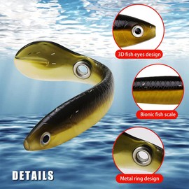 5Pcs Fishing Lures Set 3D Fishing Bait Simulation Loach Soft Lures Deep Diving Swimming Bait 3.9 inch PVC Fishing Lures for Bass Walleye Barracuda Trout, Freshwater Saltwater Shallow
