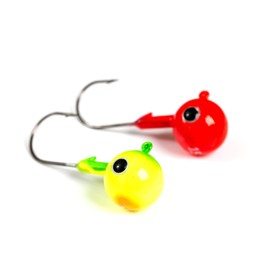 FLADEN Fishing - Assorted Multi Coloured Non-Toxic Ball Jigheads - Perfect for predator fishing with soft bodied lures (5 Pack - 10g - 4/0 Hook, Red/Yellow) [35-11040]