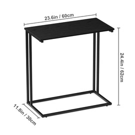 CAMOAT C-Shaped Side Table, Modern End Table with Metal Frame, Space Saving Design for Living Room，Large Surface Couch Table for Bedroom, and Home Office，24 x 12 x 24 inches (Rustic Brown)
