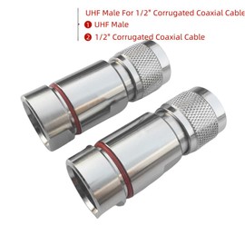 2Pcs PL259 UHF Male Connector Compatible with 1/2 inch Corrugated Coaxial Cable Andrew LDF4-50A
