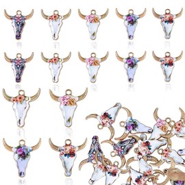 SSYHQAX 25 Cow Gold Plated Enamel Pendants Metal Animals Charms Pendant for Earrings DIY Jewelry Making Necklace Bracelet Keychain Craft Findings(A)
