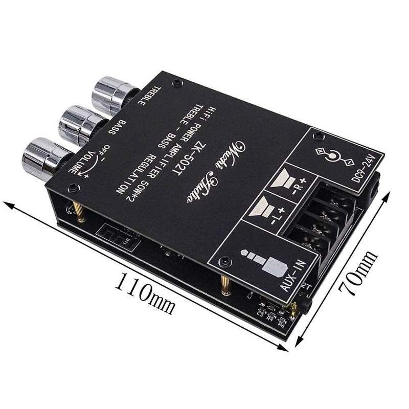 2PCS ZK-502T 50Wx2 High Bass Front Audio Amplifier Board Module