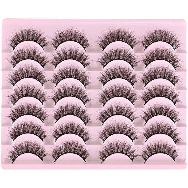 FARRED Natural Lashes Short Eyelashes Wispy False Mink Lash Pack