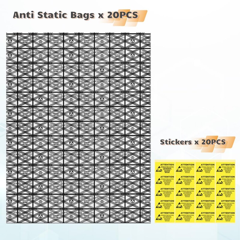 HRX Package 20pcs Large Premium Anti Static Bags with Antistatic