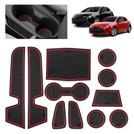 BSTW Car Non-Slip Mats for Toyota Corolla E210 (2018-2022), Faithful Rubber Mat for Centre Console, Cup Holder, Door Holders, Suitable for Corolla Hatchback Sedan Touring Sports (Red)