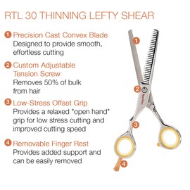 Cricket Centrix Roc-It Dog RTL 30 Lefty Thinning Shear for Hair Cutting, Texturizing, Removing Bulk, Professional, Left Handed