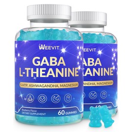 Sugar-Free L-Theanine Gummies, L Theanine Supplement with GABA, 5-HTP, Ashwagandha, Magnesium, Vitamin B6 for Men & Women