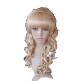 mzcurse Womens Princess Layered Curly Cosplay Styled Hair Wig (Blonde)