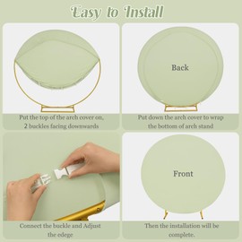 6FT Round Spandex Fitted Wedding Arch Cover for Circle Arch Stand, Thick Spandex Fabric Adjustable Round Arch Backdrop Cover for Wedding Birthday Party Baby Bridal Shower Decor（Light Sage Green）