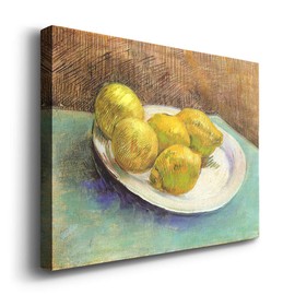 Renditions Gallery Lemons on a Plate by Vincent Van Gogh printed, Famous Painting Reproduction, Premium Gallery Wrapped Canvas Print Décor, Ready to Hang, 36 in H x 48 in W, Made in America Art