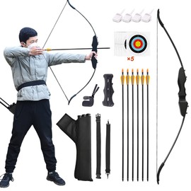 Runzkzy Recurve Bow and Arrow Set, Archery Recurve Bows for Adults, Takedown Recurve Bows with Archery Quiver and archery Targets, Hunting Bow for Beginner Outdoor Shooting Practice (Black)