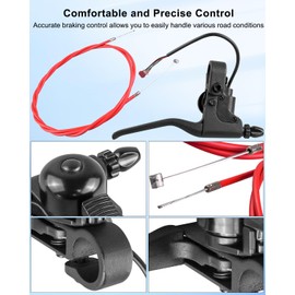 Left Brake Handle Lever & Brake Cable Fit for GOTRAX GXL V2 Apex Pro XL XR Rival XR Elite XR Ultra, Universal E-Scooter Integrated Bell on Handle Rod