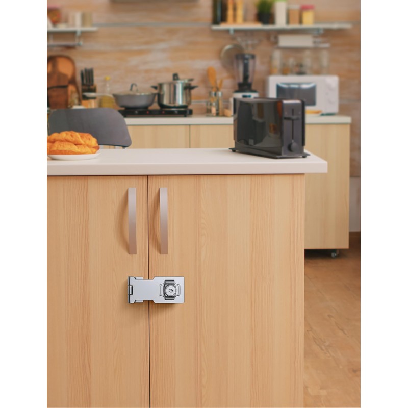 I-EASYDWW 3 Inch Keyed Hasp Lock for Cabinets & Small