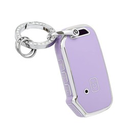OFFCURVE for Kia Key Fob Cover with Keychain Special Key Fob Case Cover Holder for Kia Kia Rio Optima Soul Sportage Sorento Carens Accessories Smart Keyless Remote Key Protector, Purple