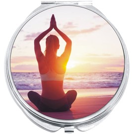 NewCharms Yoga Meditation Beach Compact with Mirrors - Perfect Pocket and Purse Size Folding Mirror for Applying Make Up Anywhere