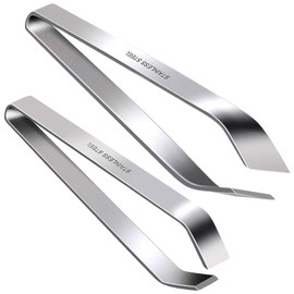 2 Styles Fish Bone Tweezers Set, Professional Stainless Steel Flat and Slant Pliers Remover Set for Salmon, Trout, Chicken, and Kitchen Use(Color:Silver)