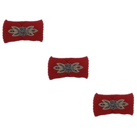 FOMIYES 3pcs Knitted Headband Flower Pattern Warm Hair Band for Women Minimalist Headwrap Dark Red Comfortable Woolen Yarn Hair for Wear