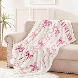 Christian Gifts for Women, God Says I Am Throw Blanket 50"X60", Inspirational Religious Birthday Gifts for Coquette Pink Bow Bible Verse Blanket, Christian Faith Jesus God Prayer Gift for Christmas