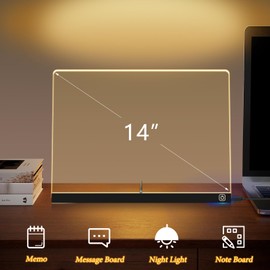 Exbelle 14“ LED Drawing Board 7 Colors Light Acrylic Dry Erase lumiboard Board with Stand 2 Modes as Night Light for Room/Store/Office Ideal Gift for Festival Decoration 7 Markers