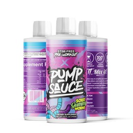 Pump Sauce Pump Sauce Pre-Workout - 32 oz, Sour Gummy Worms, No Caffeine, Full Spectrum Liquid, Gluten Free, Vegan, Zero Sugar