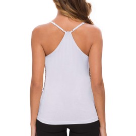 MANER Women’s Sequin Tops Glitter Party Strappy Tank Top Sparkle Cami (M/US 8-10, Silver Grey)