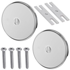 Single Hole Bathtub Drain Cover 1/8", Universal Bathtub Overflow Drain Cover with One Matching Screw for Waste and Over Flow, Tub Overflow Cover Fits Most Standard Bath Tub Drains (2PCS) (Silver)